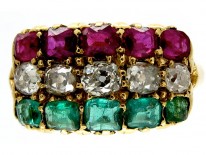 18ct Gold Ruby, Diamond & Emerald Victorian Ring
