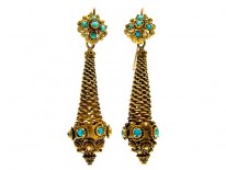 Regency 18ct Gold & Turquoise Drop Earrings