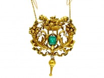 Emerald Diamond 18ct Gold French Pendant