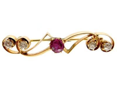 Ruby & Diamond Austrian Brooch