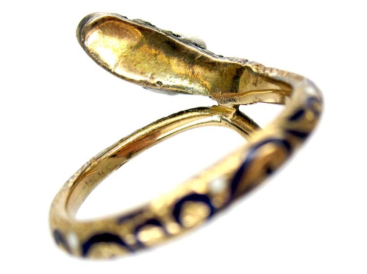 Georgian Rose Diamond & Ruby Snake Ring