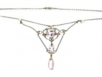 Pink Topaz & Diamond Platinum Necklace
