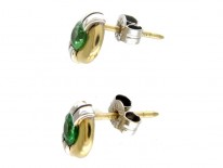 Green Garnet 15ct Gold & Platinum Ear Studs