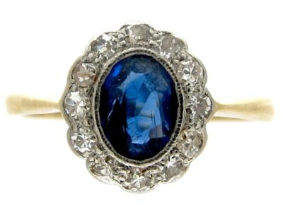 Sapphire & Diamond Cluster Ring