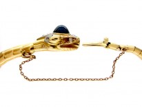 Retro 18ct Gold & Platinum Snake Bracelet set with a Synthetic Sapphire & Diamonds