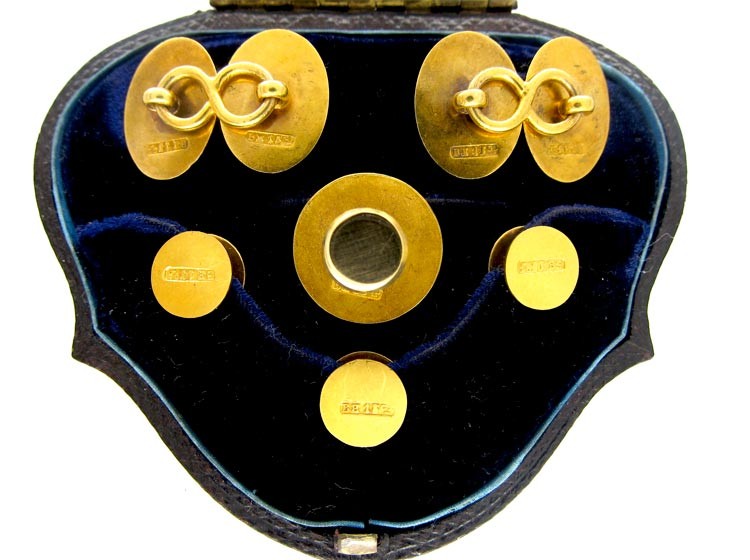 Gold Cufflinks & Studs Set in Original Case