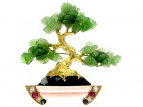 Bonsai 18ct Gold, Jade, Coral, Ruby & Diamond Brooch