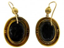 Pietra Dura Victorian 15ct Gold Earrings