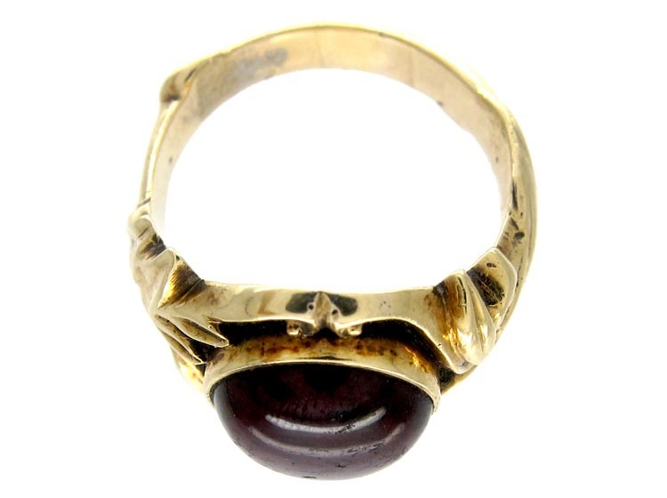 Cabochon Garnet Early Victorian Ring