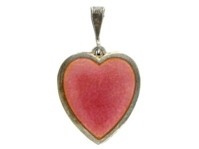 Silver Pink Enamel Heart Pendant