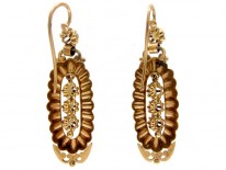 French 18ct Gold & Natural Pearl Drop Earrings
