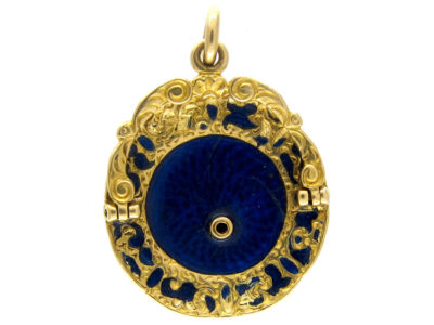 Blue Enamel & Gold Cake Stand Charm