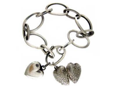 Silver Bracelet with Hearts