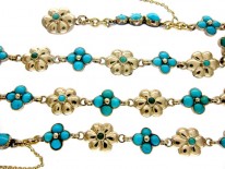 Turquoise 'Forget Me Not' Gold Necklace