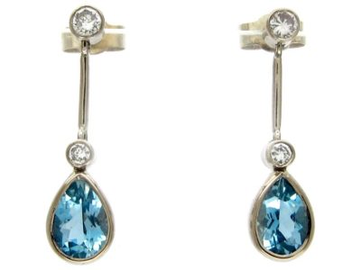 Diamond & Aquamarine Earrings