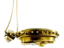 Victorian Emerald & Pearl Gold Locket Pendant