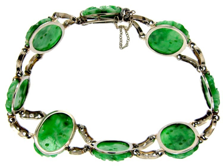 Jade & Diamond 18ct White Gold Bracelet