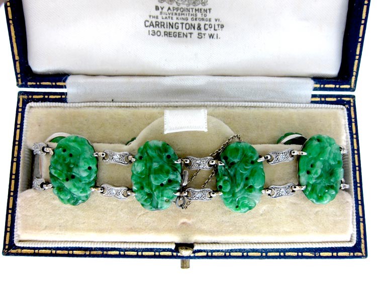 Jade & Diamond 18ct White Gold Bracelet
