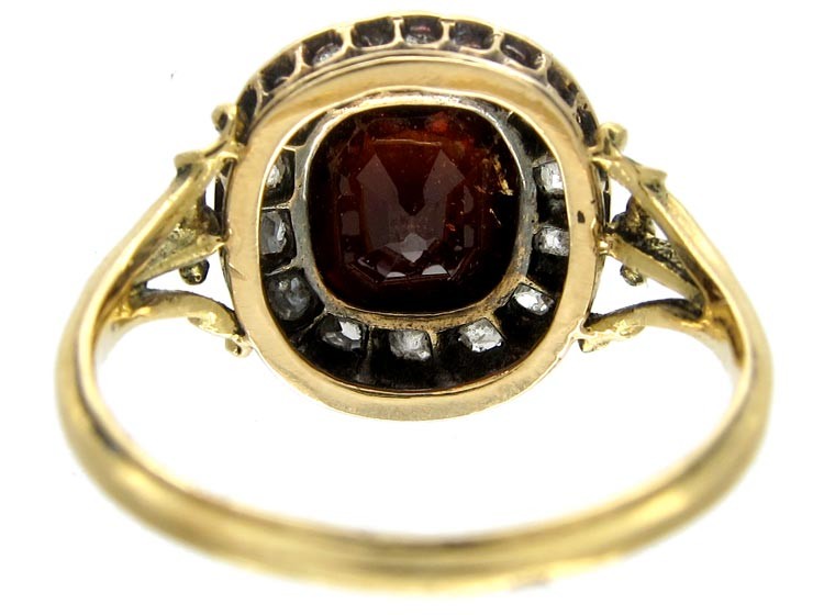 Hessanite Garnet & Diamond Ring