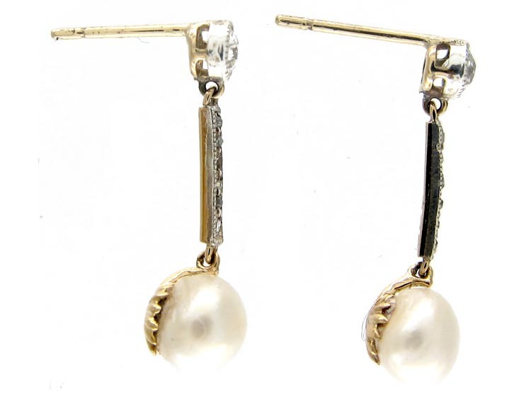Edwardian Pearl & Diamond Drop Earrings