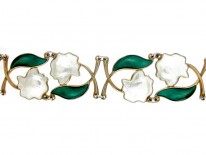 Silver Enamel Roses Bracelet