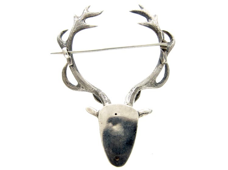 Scottish Silver Stag's Head Brooch
