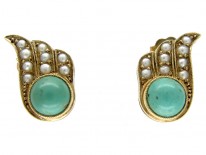 Turquoise & Pearl Stud Earrings