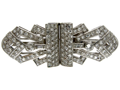 Art Deco Double Clip Diamond Brooch