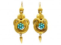 Victorian Gold & Turquoise Drop Earrings