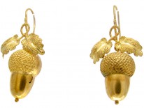 Victorian Acorn Drop Gold Earrings