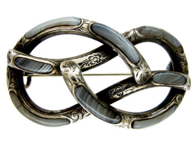 Scottish Silver & Grey Agate Brooch