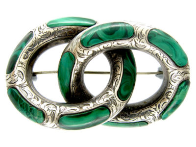 Scottish Silver & Malachite Brooch