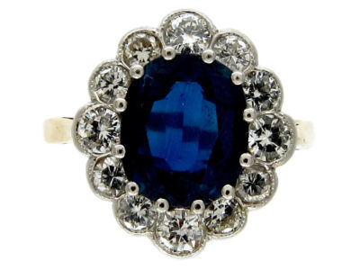 Sapphire & Diamond Cluster Ring