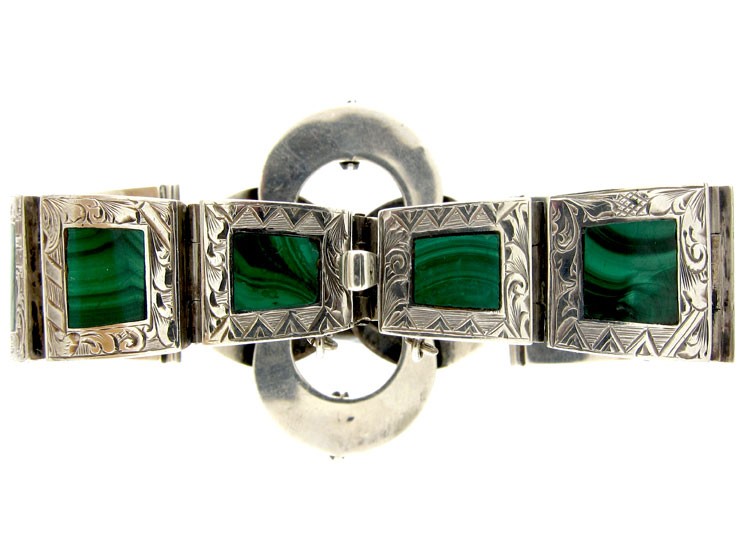 Scottish Silver & Malachite Knot Bracelet