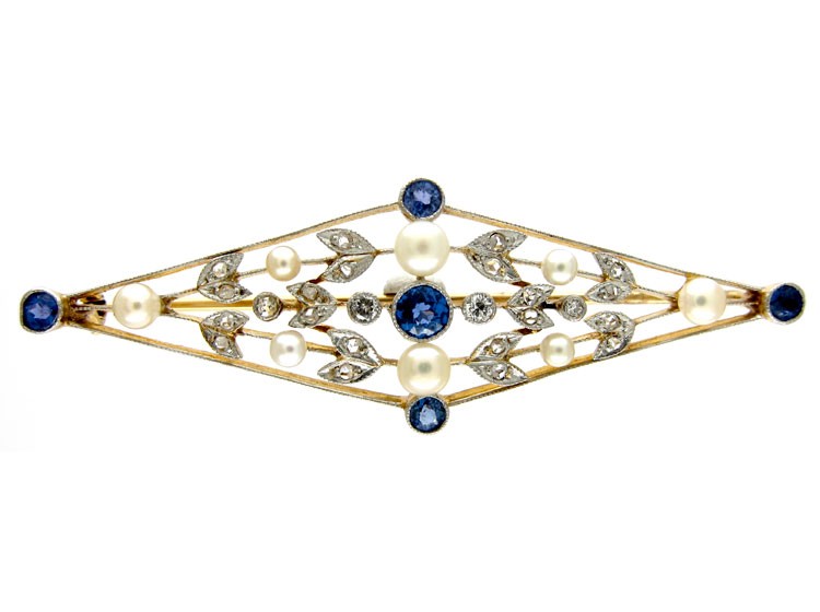 Sapphire & Diamond Edwardian Brooch