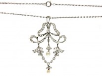 Edwardian Diamond & Platinum Pendant on Chain