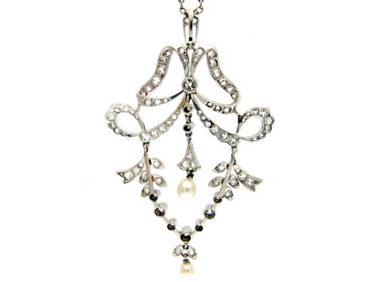 Edwardian Diamond & Platinum Pendant on Chain (832B) | The Antique ...