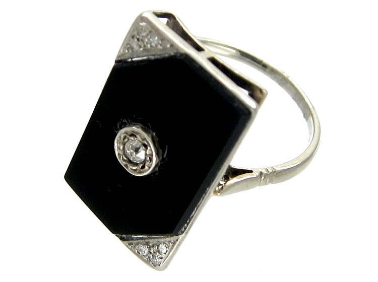 Onyx & Diamond Art Deco Ring