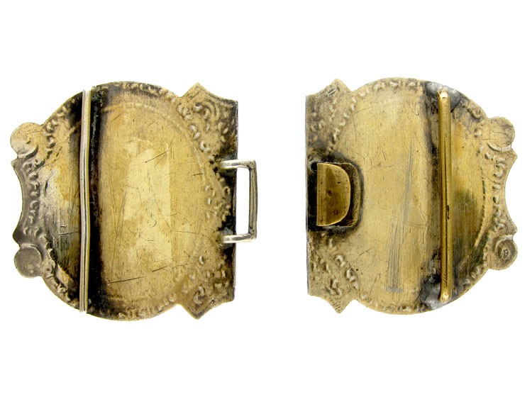 Victorian Silver Buckle with Double Miniature of Figures in a Mountainous Landscape
