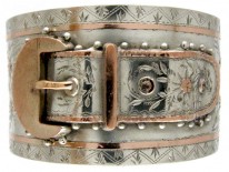 Silver & Gold Overlay Buckle Bangle
