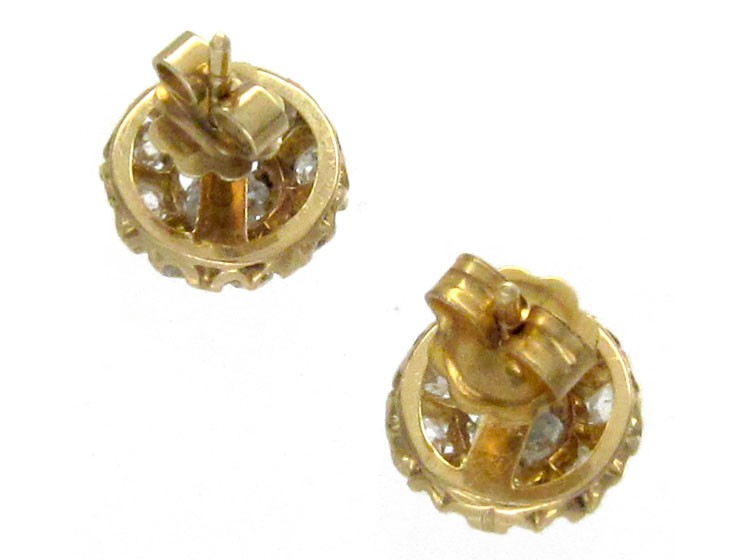 French Diamond & Enamel Cluster Earrings