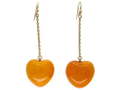 Amber Heart Drop Earrings