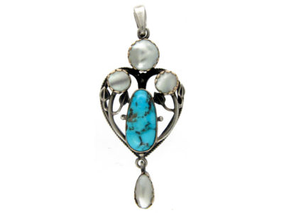 Arts & Crafts Turquoise Pendant Attributed To John Paul Cooper