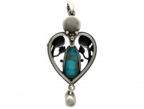 Arts & Crafts Turquoise Pendant Attributed To John Paul Cooper