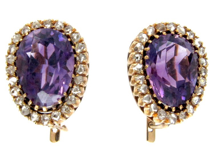 Siberian Amethyst & Diamond Earrings