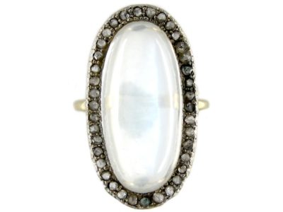 Large Moonstone & Diamond Ring