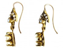 Opal Pearl Gold Drop Earrings