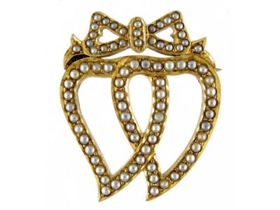 Gold Double Heart Brooch