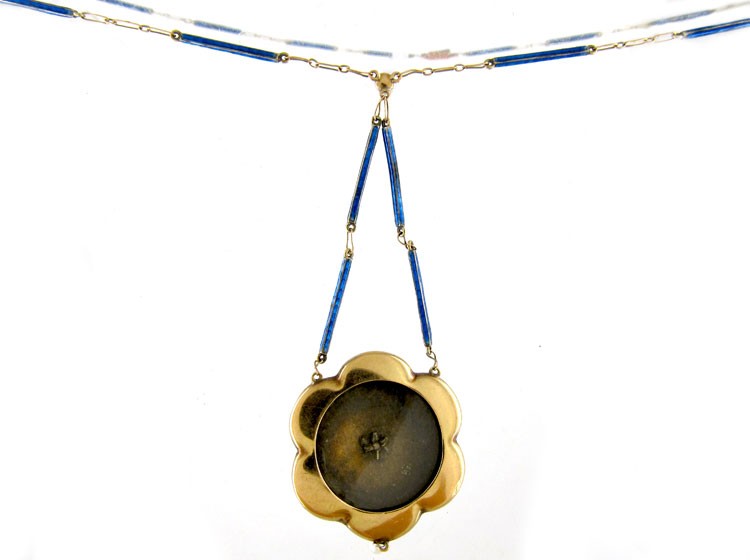 Blue Enamel 15ct Gold Edwardian Necklace