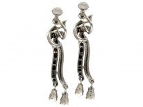 Paste & Silver Art Deco Drop Earrings